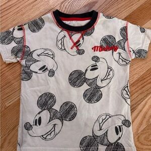 Disney Mickey Mouse Kids T-Shirt - Cream and Black with Red Accents